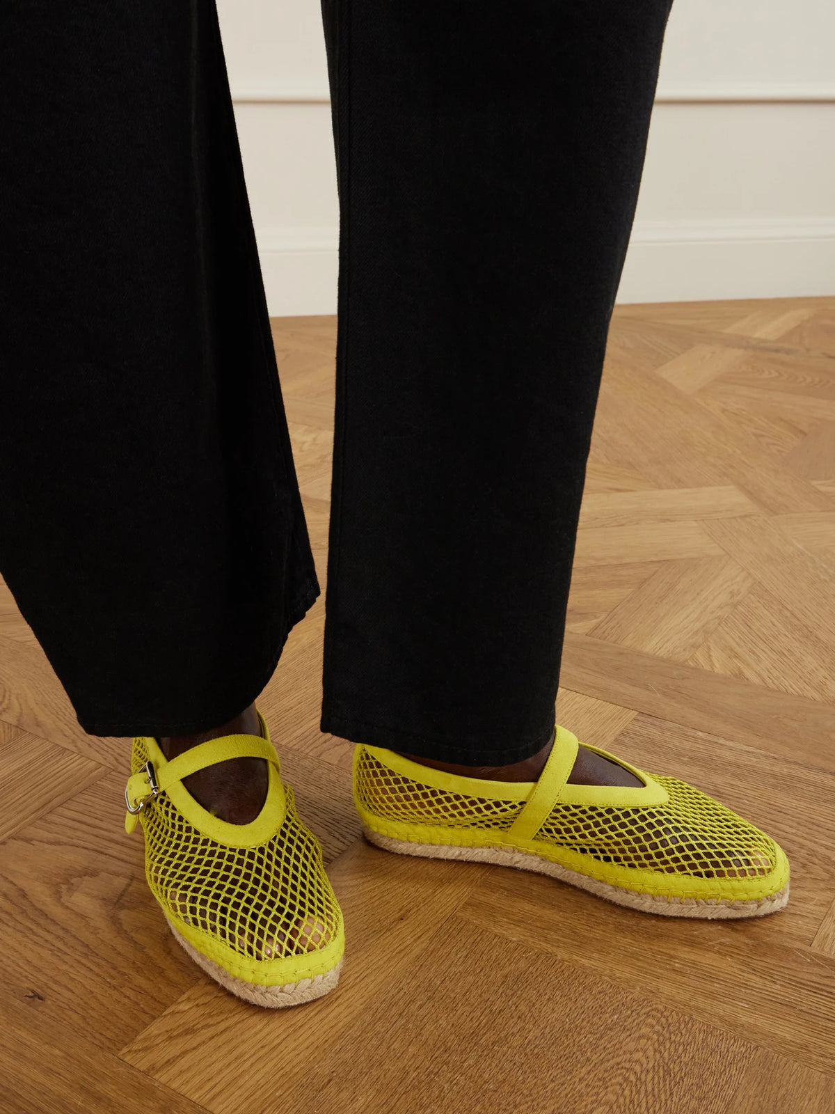 Suede-trimmed Mesh Espadrilles
