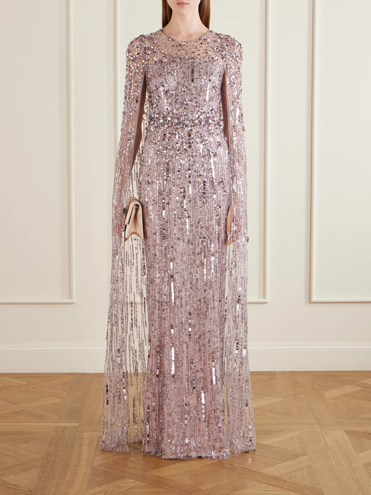 Image of Dresses. Product name - Ruby Sequined Tulle Gown in Lavender colour by brand - Jenny Packham