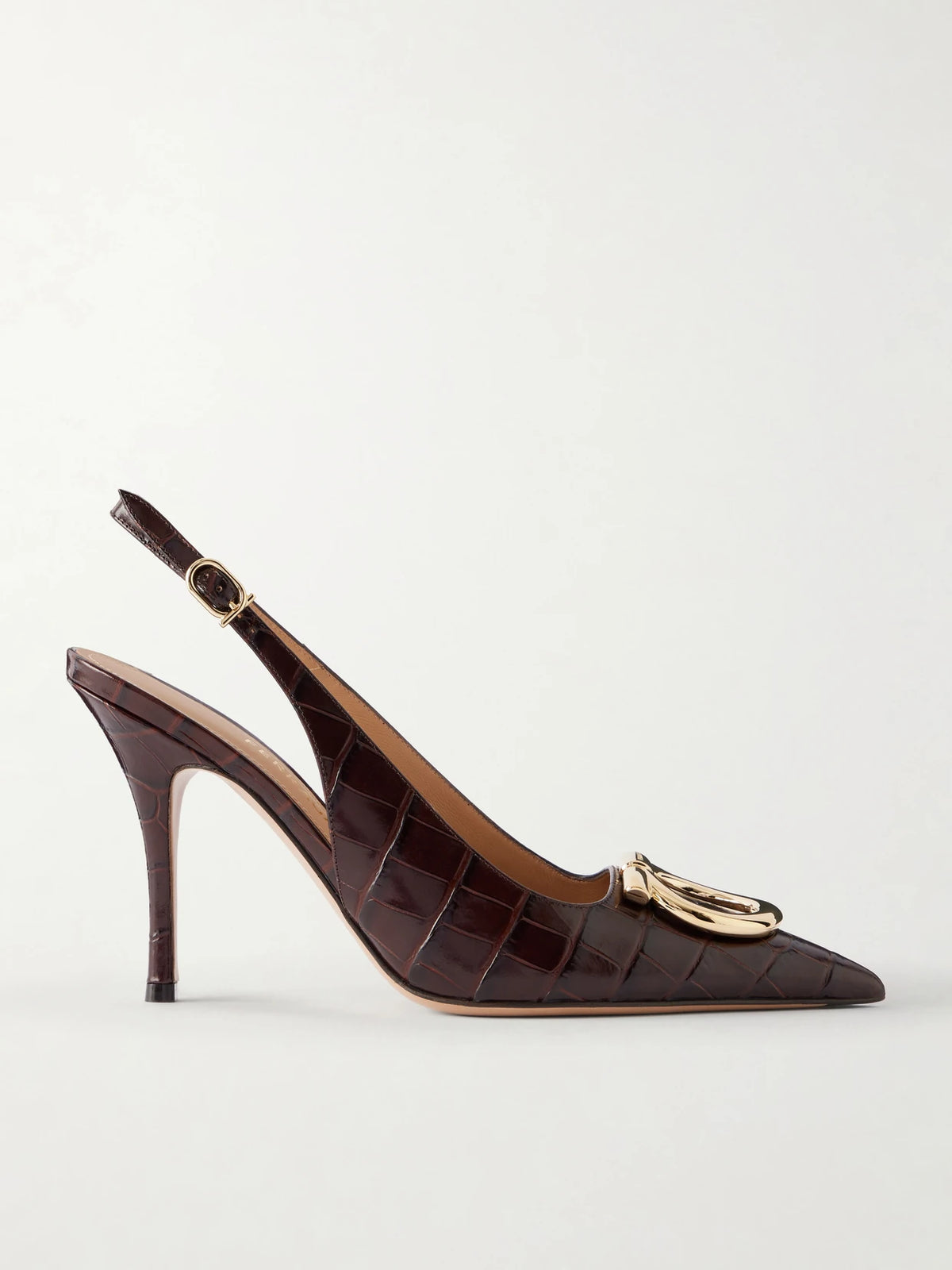 Sara 95 Croc-effect Leather Pumps