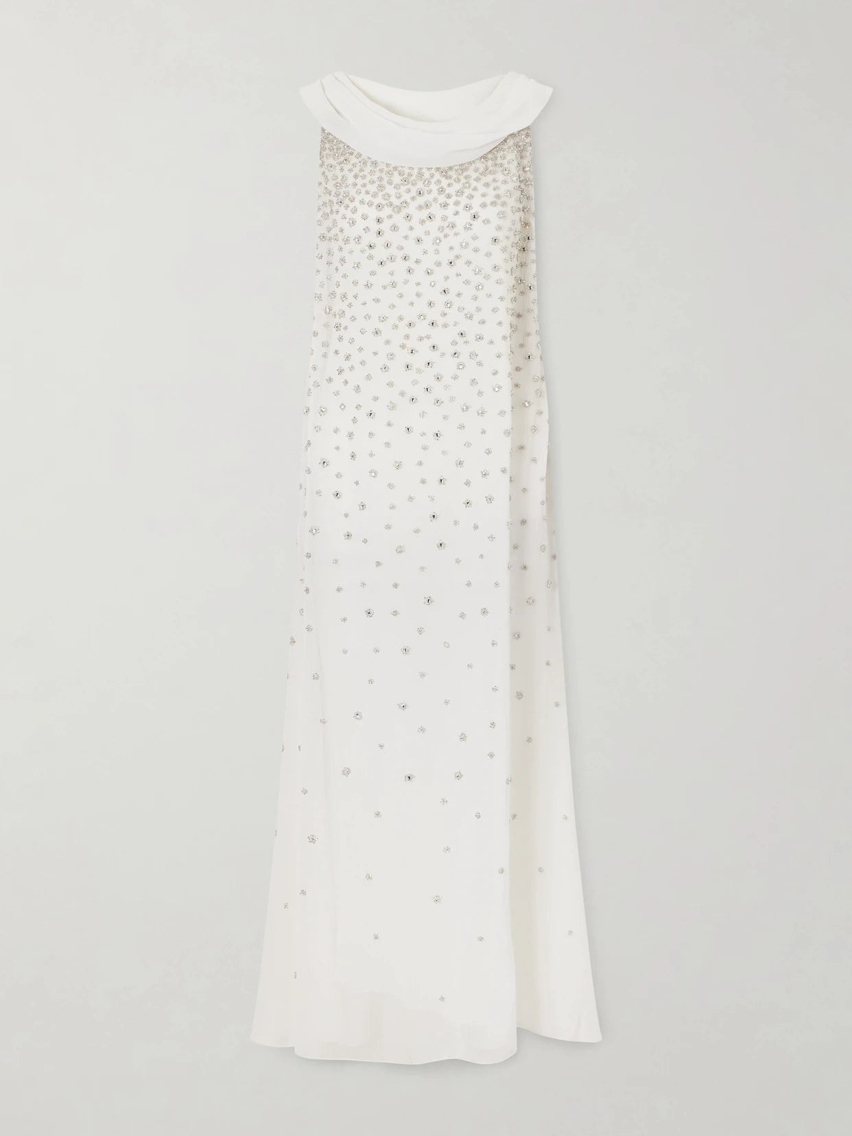 Kaia Scarf-detailed Crystal-embellished Crinkled-chiffon Gown