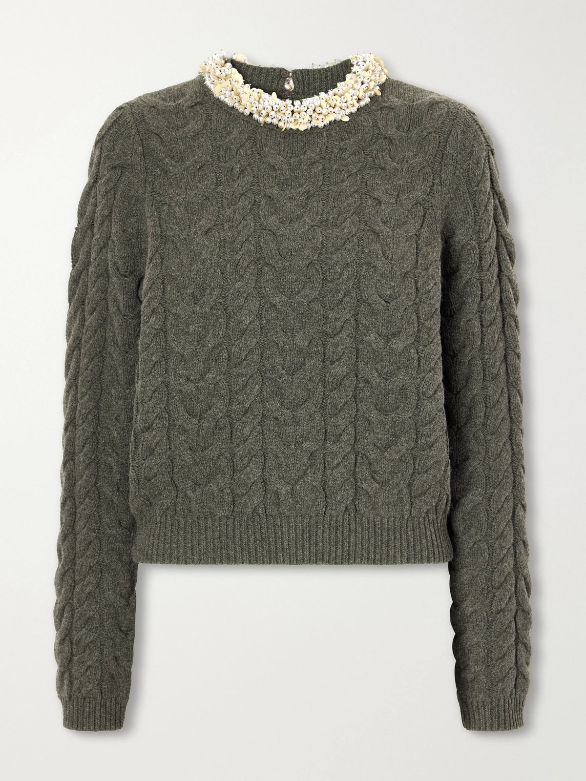 Ulla Johnson Marlie Embellished Cable-knit Wool And Cashmere-blend Sweater