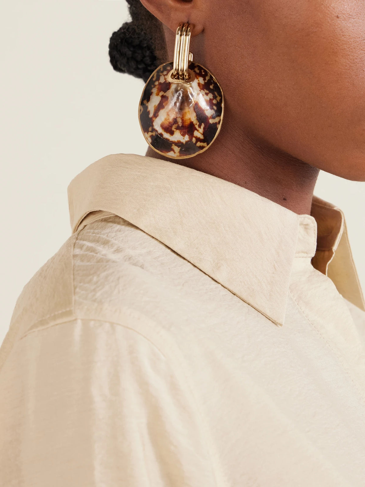 Image of Earrings. Product name - Shell Drop Earrings in Brown colour by brand - Tory Burch
