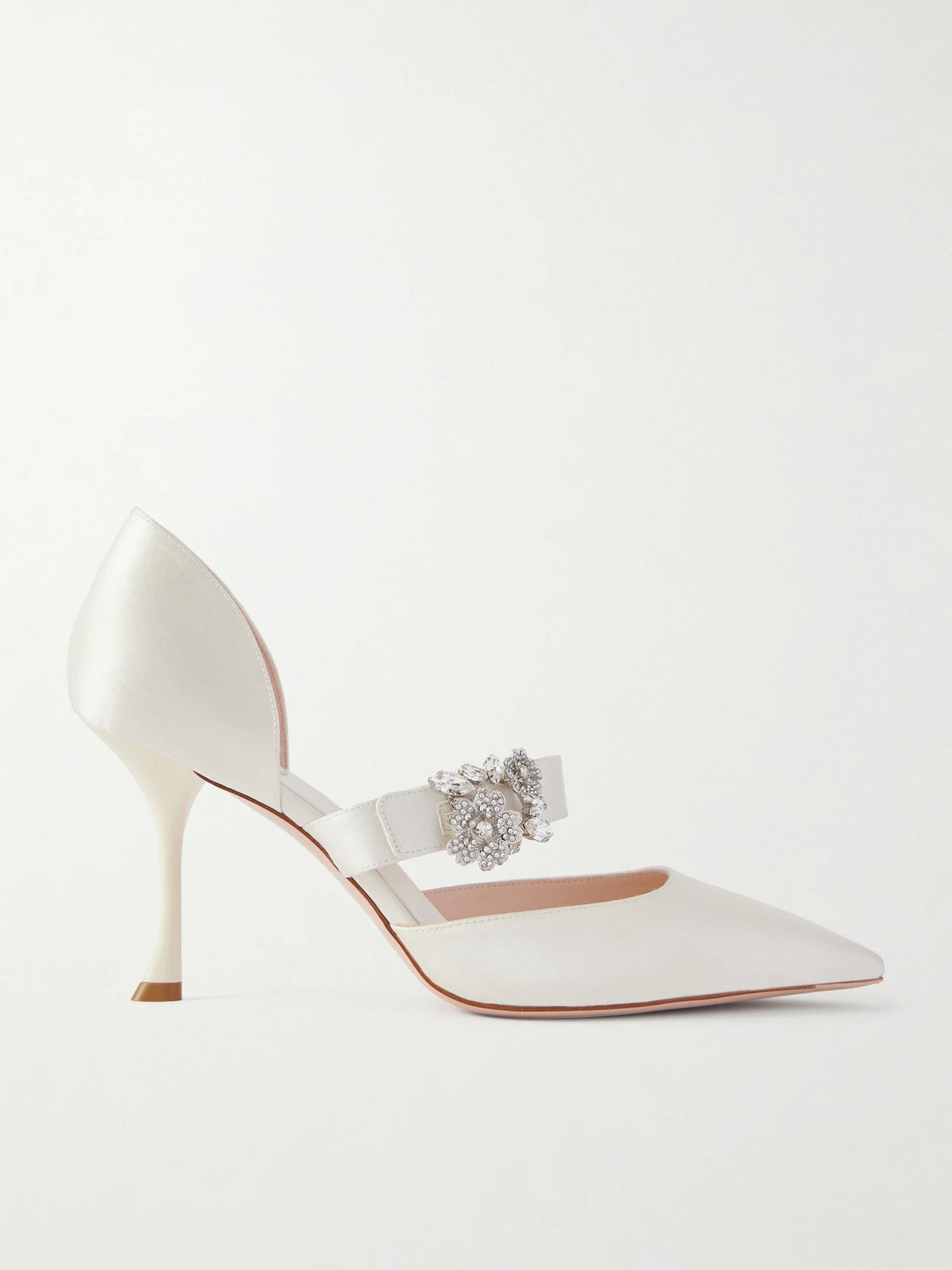 Mini Bouquet 85 Crystal-embellished Satin Pumps