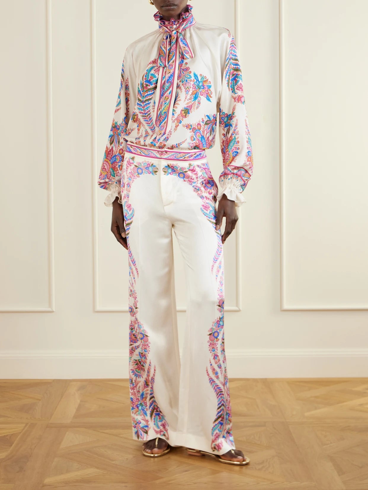 Image of Blouses. Product name - Pussy-bow Paisley-print Silk Blouse in Multi colour by brand - Etro