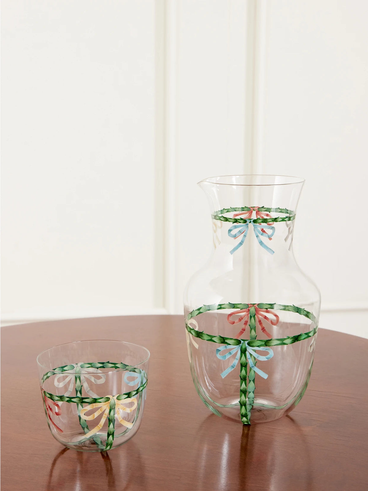 Image of Tableware. Product name - Alpha Bow Painted Crystal Glass Pitcher in Multi colour by brand - LOBMEYR