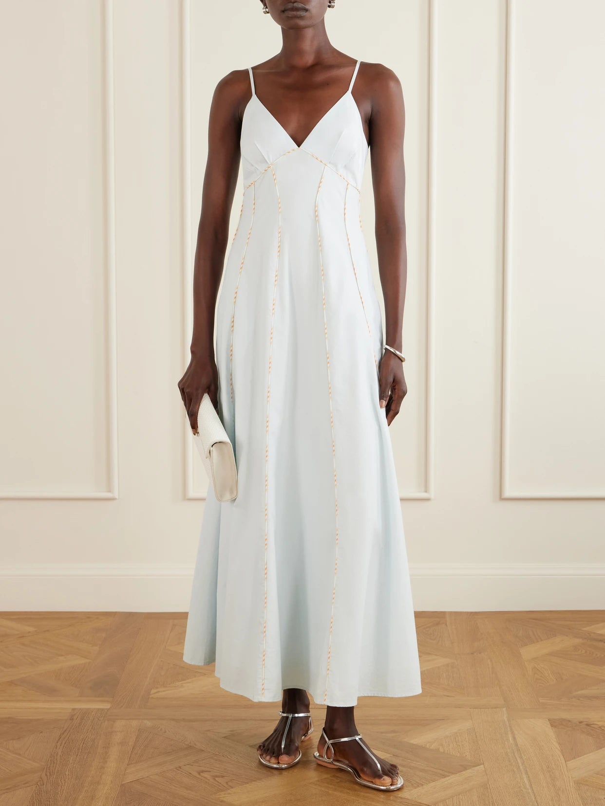 Image of Dresses. Product name - Cami Cotton Maxi Dress in Light blue colour by brand - Rosie Assoulin