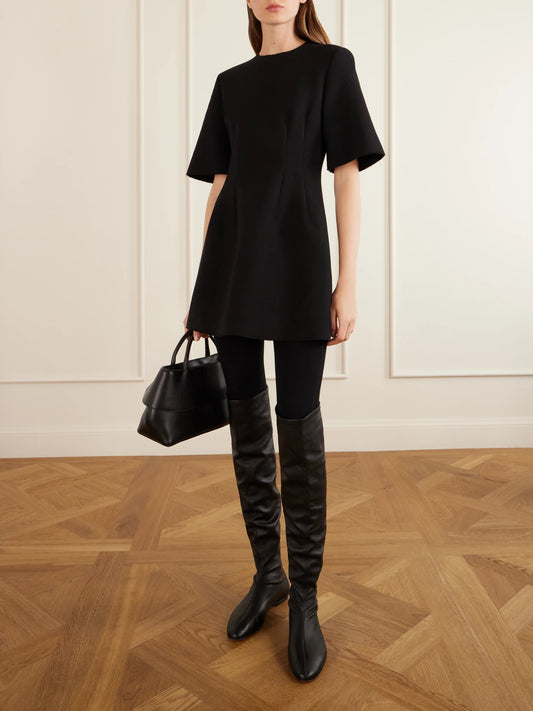 Image of Dresses. Product name - Crepe Mini Dress in Black colour by brand - TOTEME