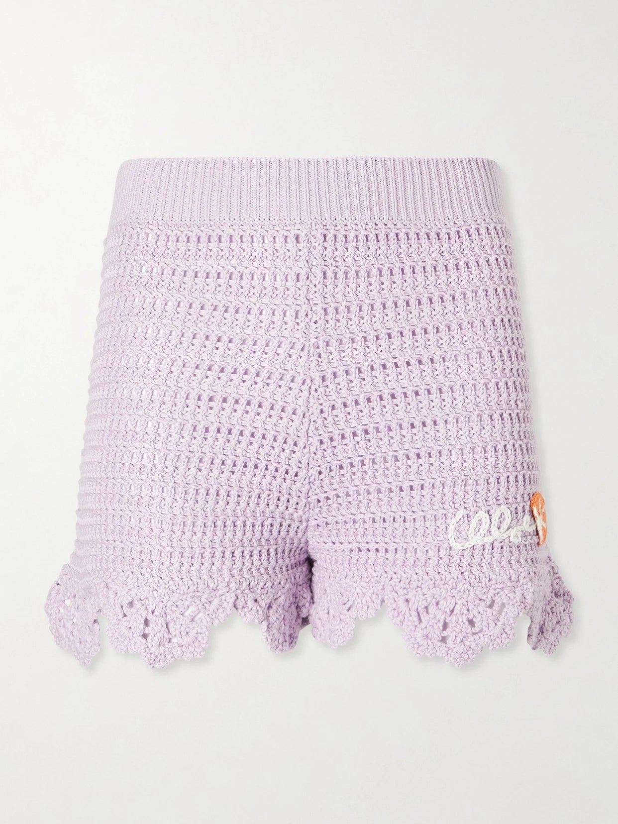 Appliquéd Crocheted Cotton Shorts