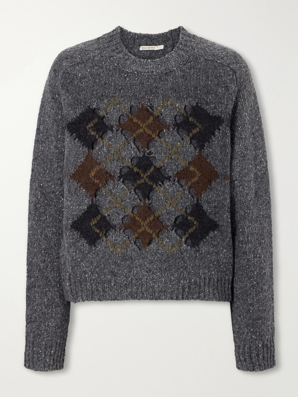 KALLMEYER Nina Cut-out Checked Wool-blend Sweater