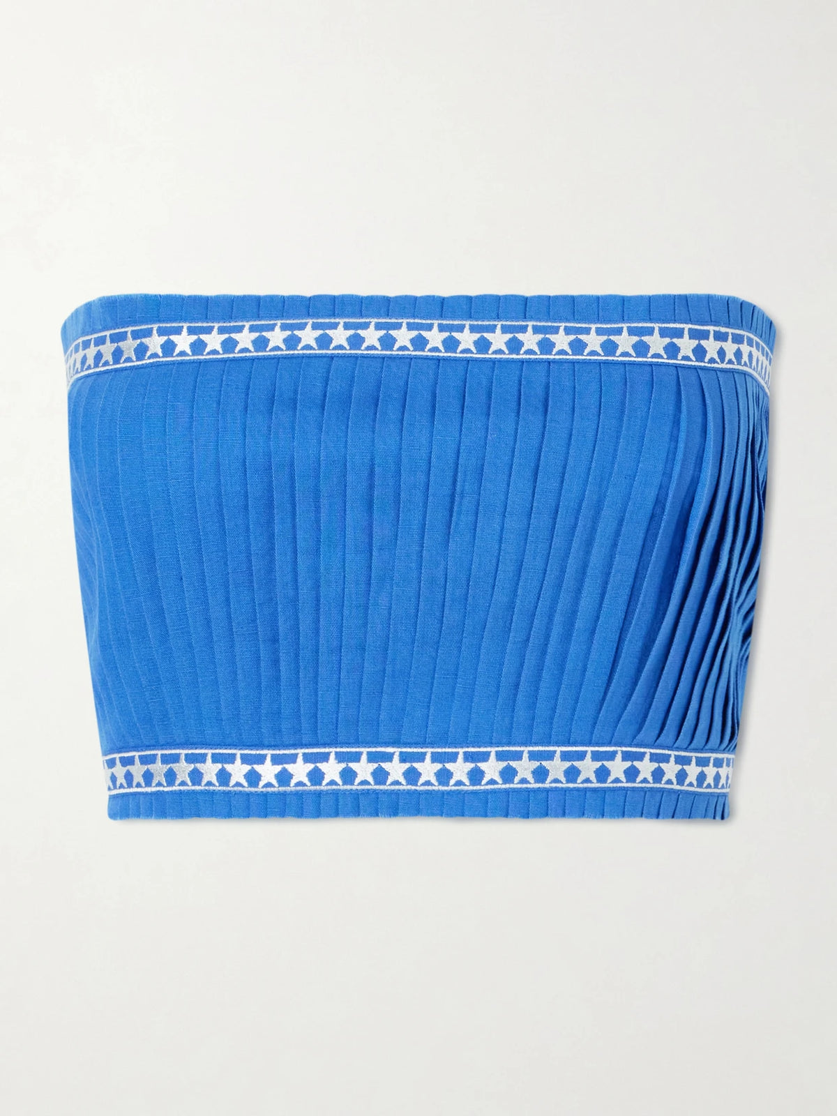 Emporio Sirenuse Flavia Pleated Linen And Cotton-blend Top