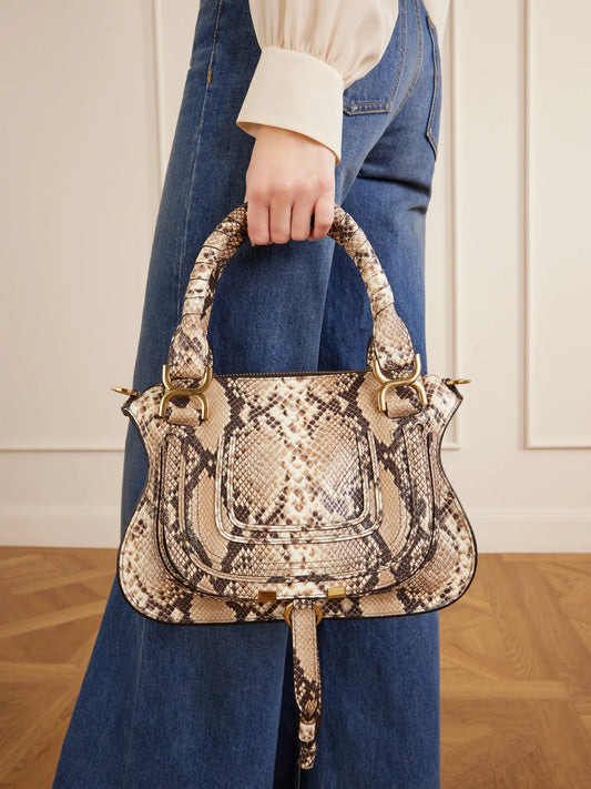 Image of Bags. Product name - Marcie Snake-effect Leather Tote Bag in Snake print colour by brand - Chloé