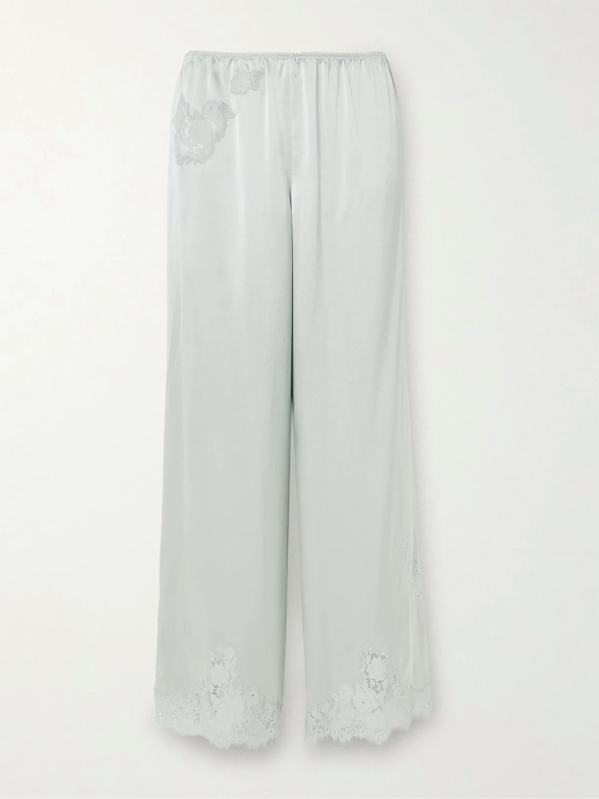DÔEN Lavon Lace-trimmed Silk-satin Wide-leg Pants
