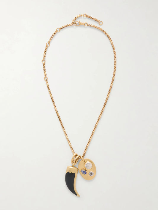Arpelle Horn Of Plenty Gold-plated, Crystal And Enamel Necklace