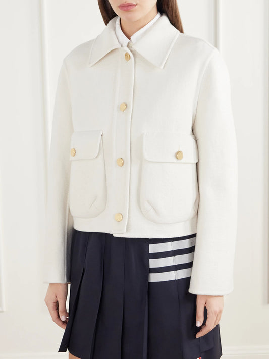 Thom Browne Cropped Wool And Cashmere-blend Felt Jacket