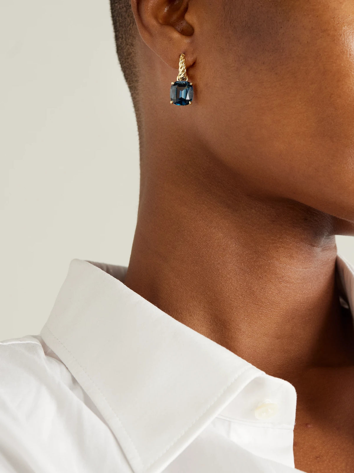 Image of Earrings. Product name - Marbella 18-karat Gold Topaz Hoop Earrings in Multi colour by brand - David Yurman