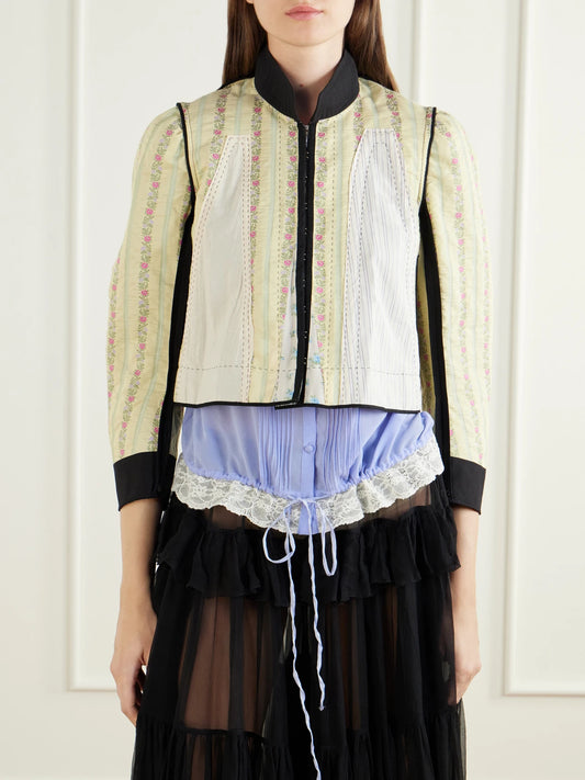 Chloé Floral-jacquard Linen And Cotton-blend Poplin Jacket