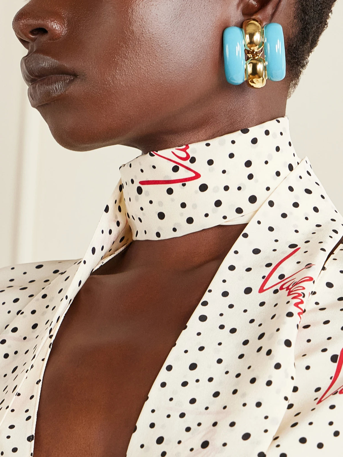 Image of Earrings. Product name - Pas Plus Enamel Earrings in Turquoise colour by brand - Valentino Garavani