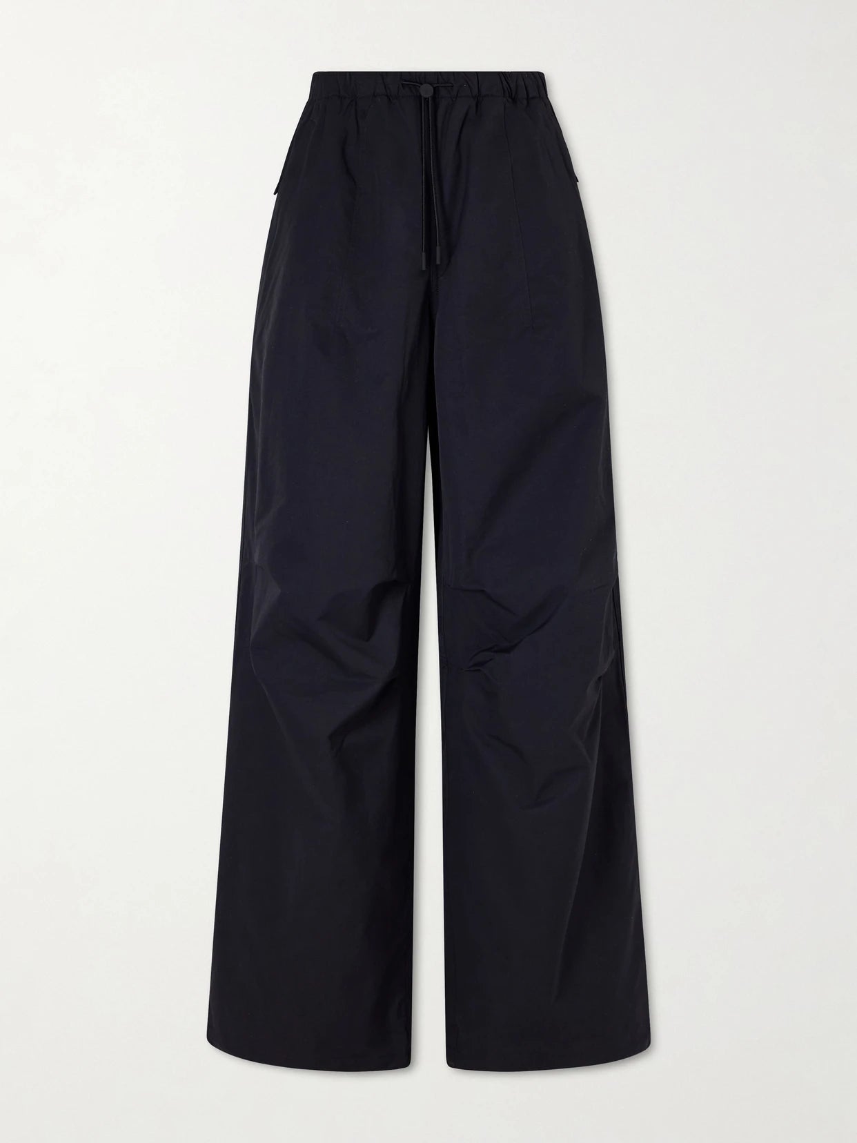 Image of a model wearing Pants. Product name - Woven Wide-leg Pants in Black colour by brand - ON