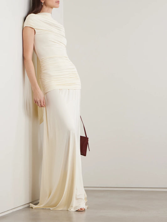 Open-back Draped Stretch-jersey Maxi Dress