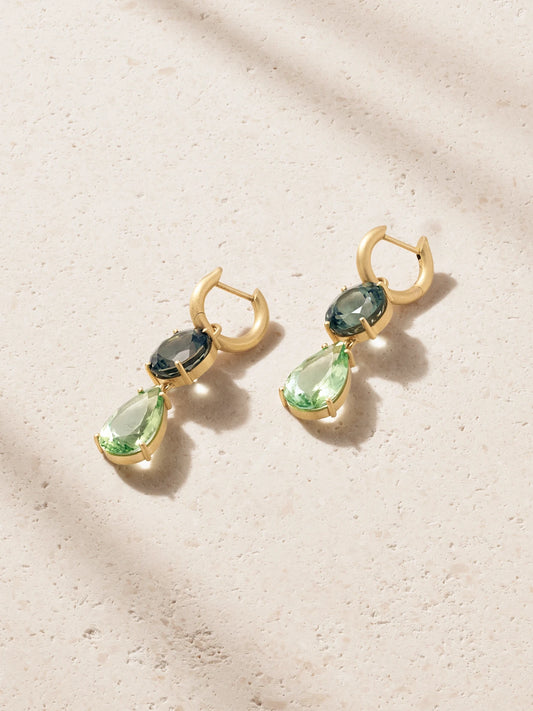 Gemmy Gem 18-karat Gold Tourmaline Hoop Earrings