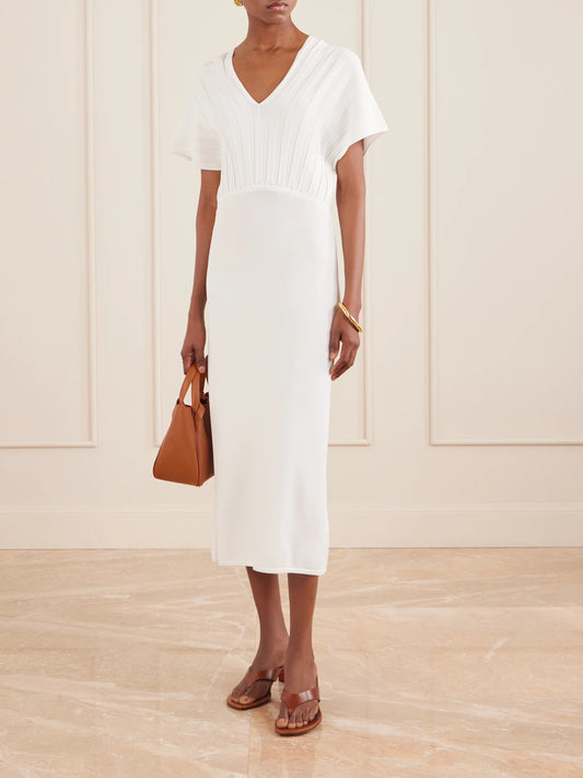 Image of Dresses. Product name - Woven Midi Dress in White colour by brand - Max Mara