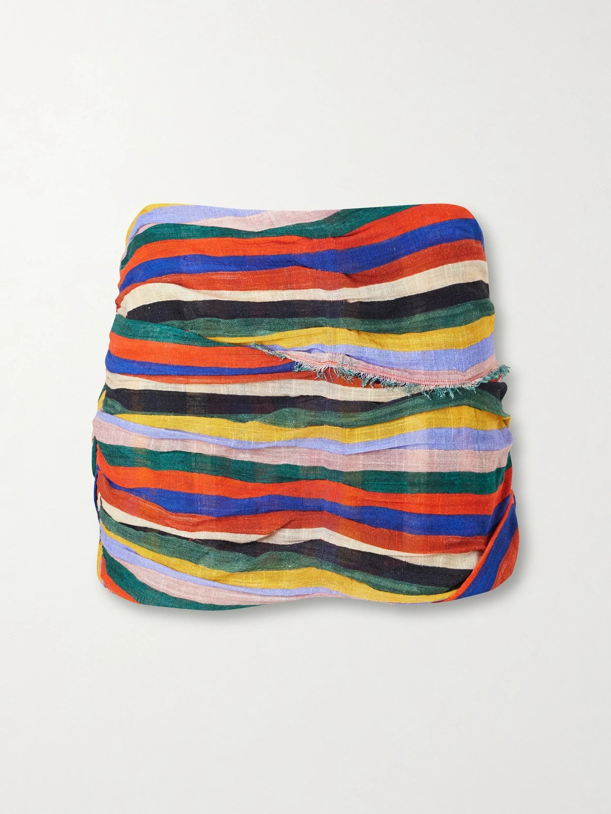 Nicola Fringed Striped Cotton Mini Skirt