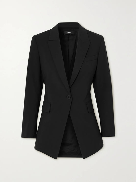 Image of Coats & Jackets. Product name - Etiennette Grain De Poudre Wool-blend Blazer in Black colour by brand - Theory