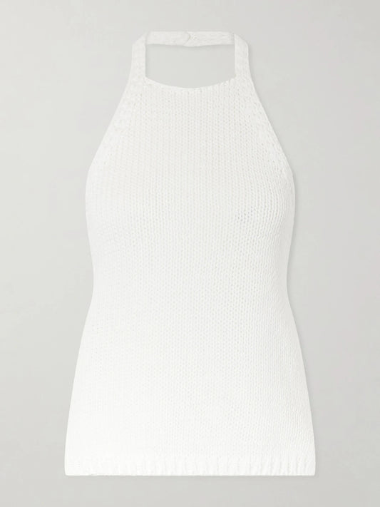 Knitted Cotton Halterneck Top