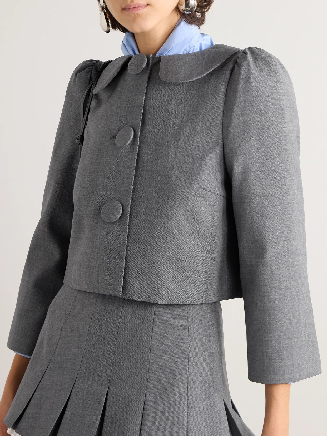 Cropped Grain De Poudre Jacket