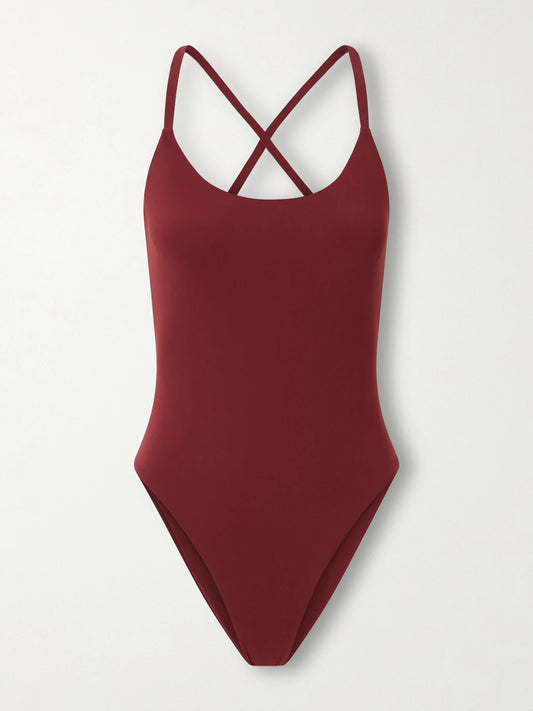 Image of Swimwear. Product name - Uno Swimsuit in Burgundy colour by brand - Lido