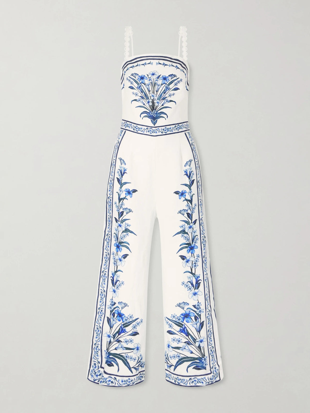 Farm Rio Flowers Arch Printed Linen Jumpsuit