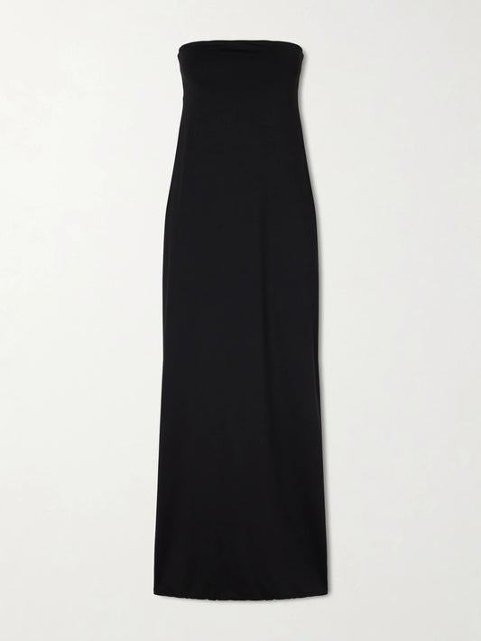 Image of Swimwear. Product name - Penelope Strapless Stretch-jersey Coverup in Black colour by brand - Taller Marmo