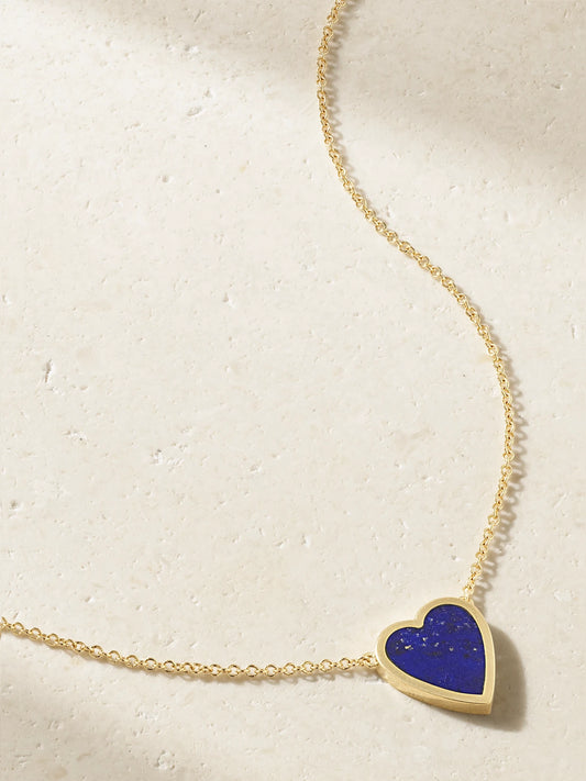 Mini Heart 18-karat Gold Lapis Lazuli Necklace