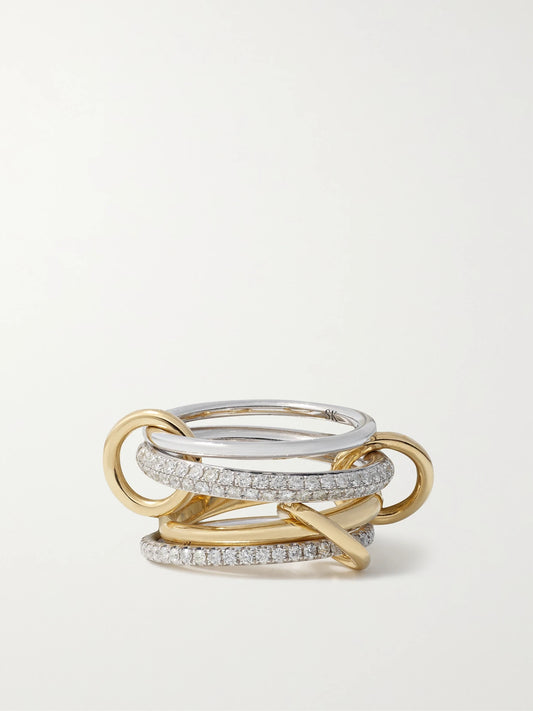 Vega Set Of Four Sterling Silver And 18-karat Gold Diamond Rings