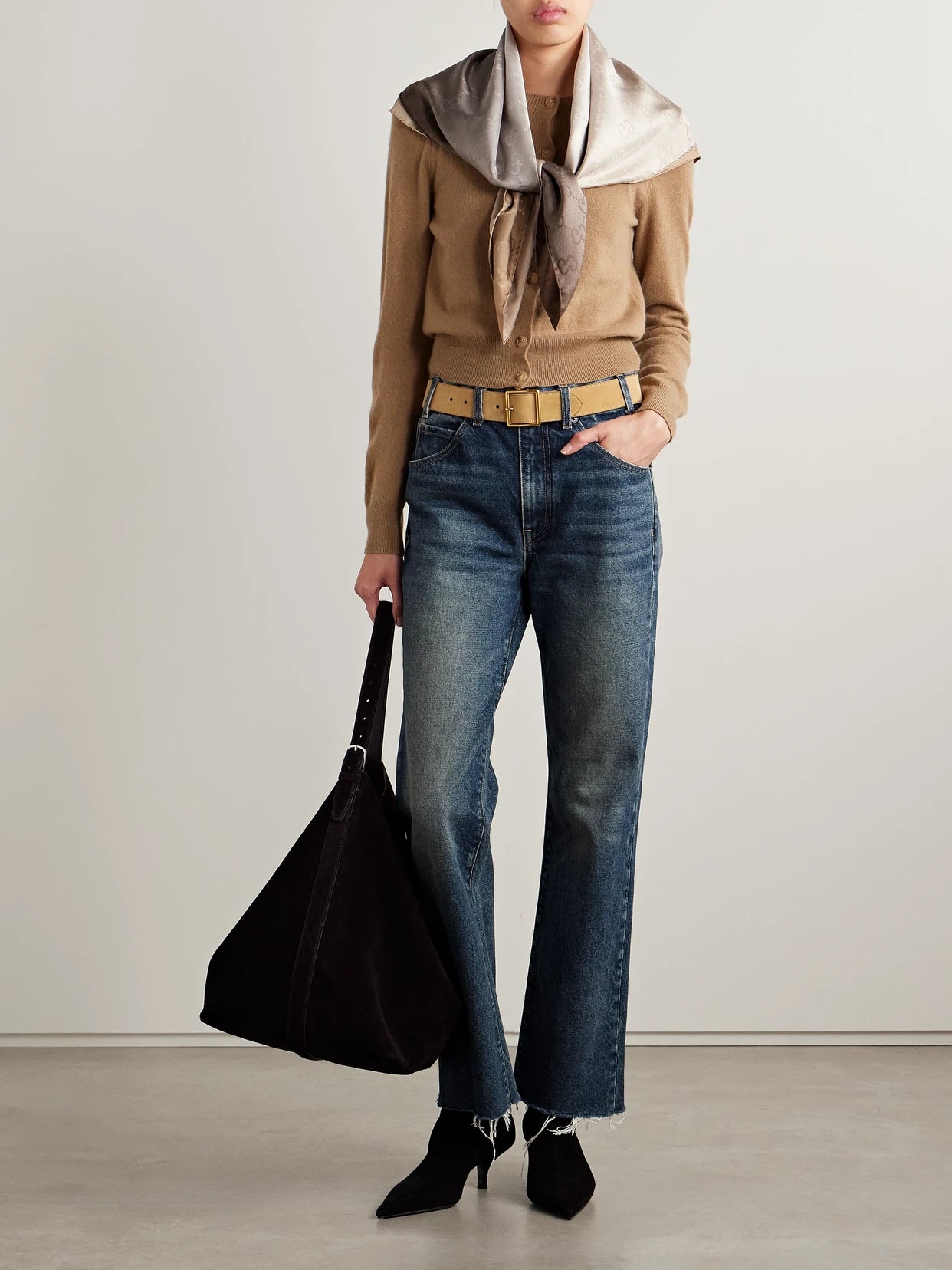 Image of Jeans. Product name - Calla Distressed Mid-rise Straight-leg Jeans in Dark denim colour by brand - Nili Lotan