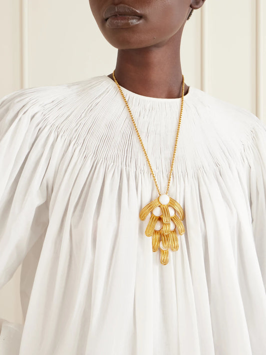Image of Necklaces. Product name - Orofina Gold-plated And Resin Necklace in Multi colour by brand - Sonia Petroff