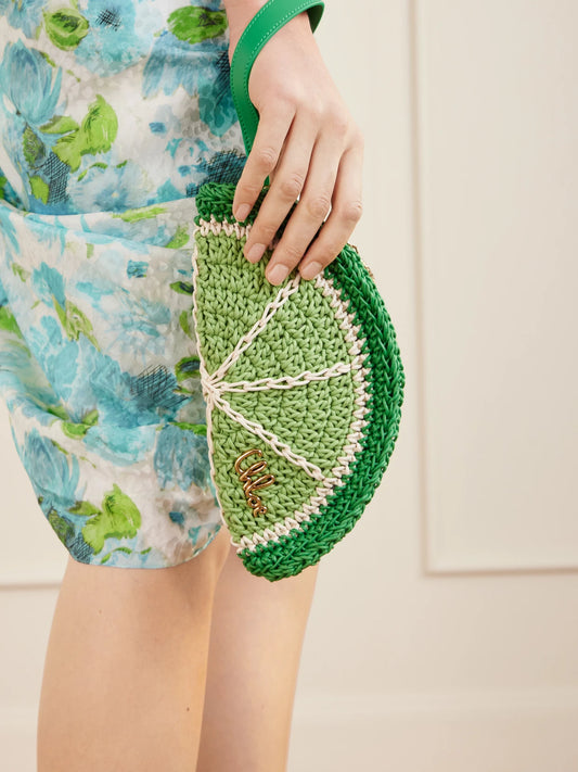 Chloé Tropicus Leather-trimmed Woven Cotton Clutch
