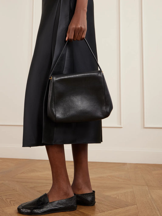 Image of Bags. Product name - Tina Small Leather Shoulder Bag in Black colour by brand - Calvin Klein Collection