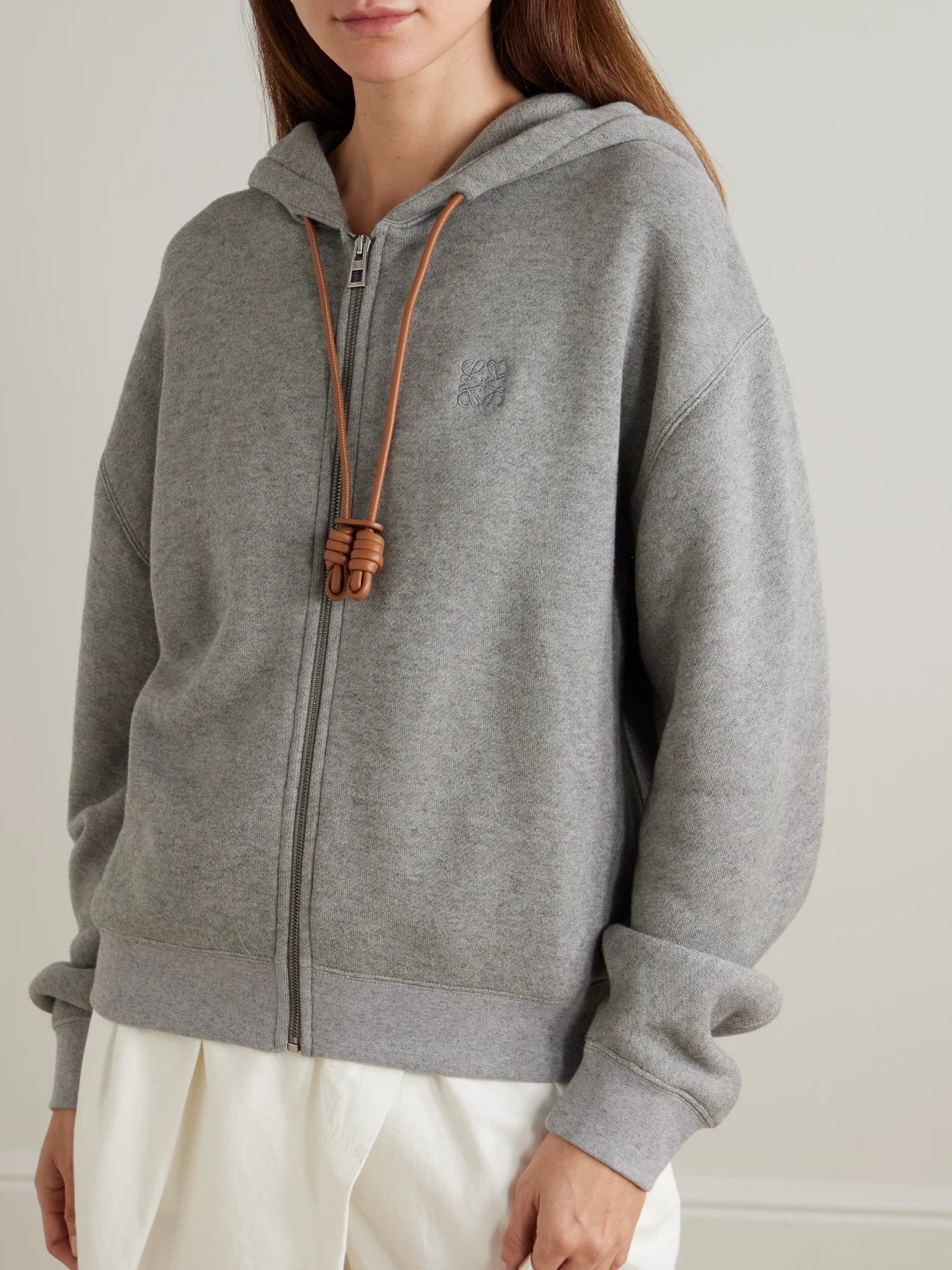 Flamenco Leather-trimmed Cotton-blend Jersey Hoodie