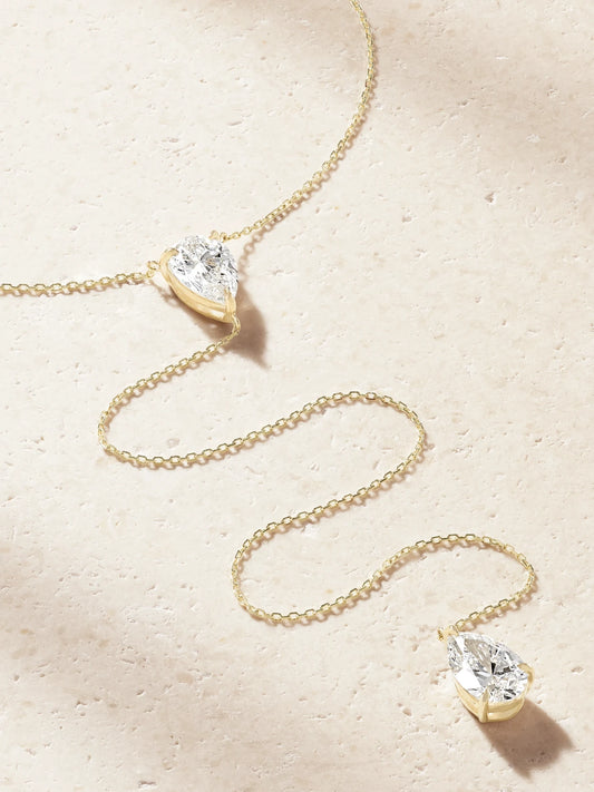 Persée Cravate 9-karat Gold Diamond Necklace