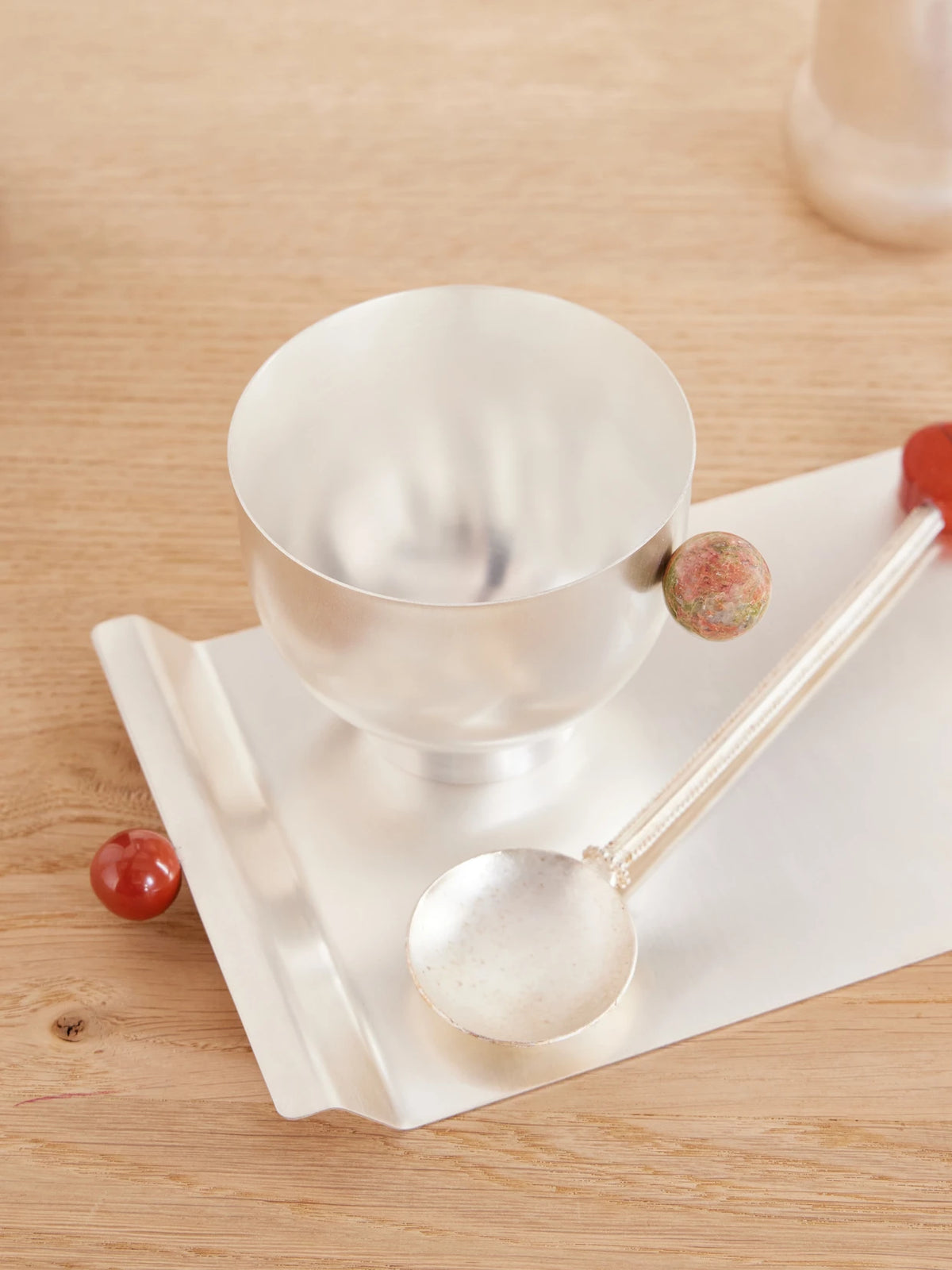 Image of Tableware. Product name - Silver-plated And Unakite Cup in Multi colour by brand - Natalia Criado