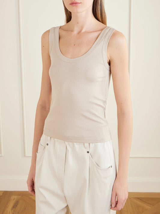 Ribbed Cotton-blend Jersey Tank
