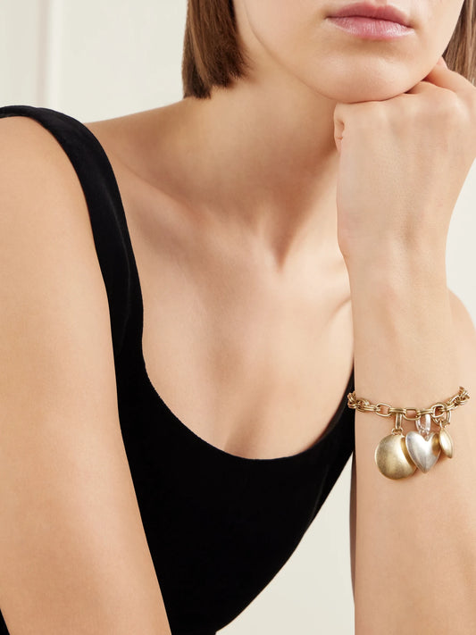 Image of Bracelets. Product name - The Token Gold And Silver-tone Bracelet in Multi colour by brand - Roxanne Assoulin