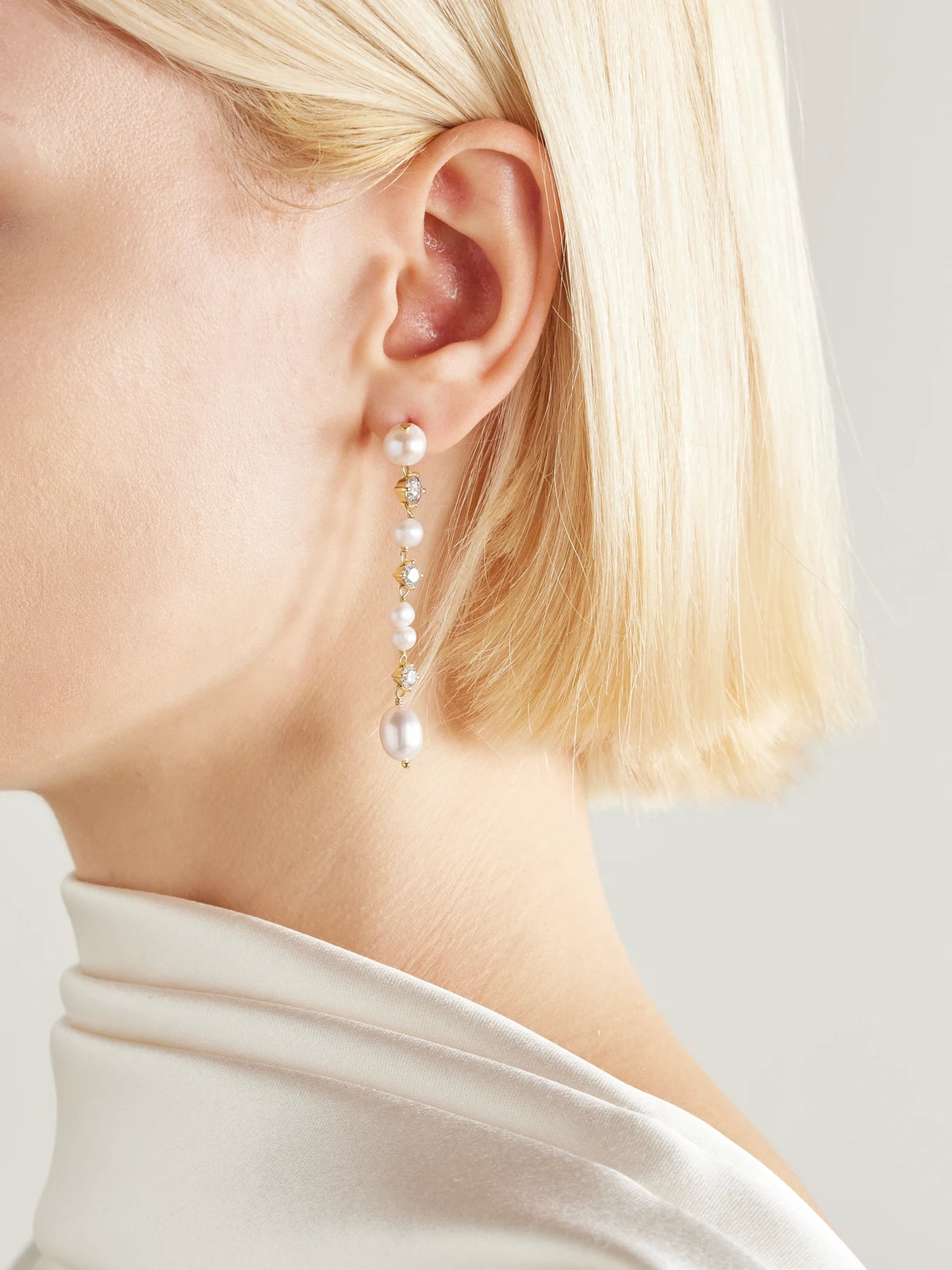 Image of Earrings. Product name - Gold-plated, Pearl-like And Cubic Zirconia Earrings in Multi colour by brand - Completedworks