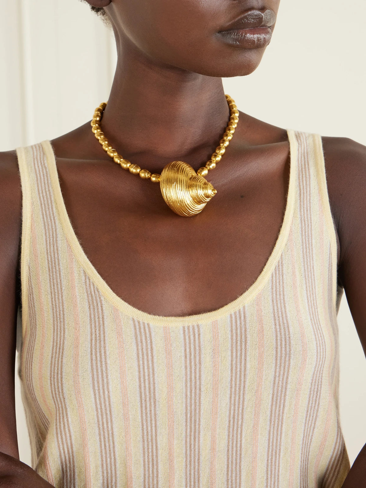 Image of Necklaces. Product name - Mykonos Gold-plated Beaded Necklace in Multi colour by brand - Julietta