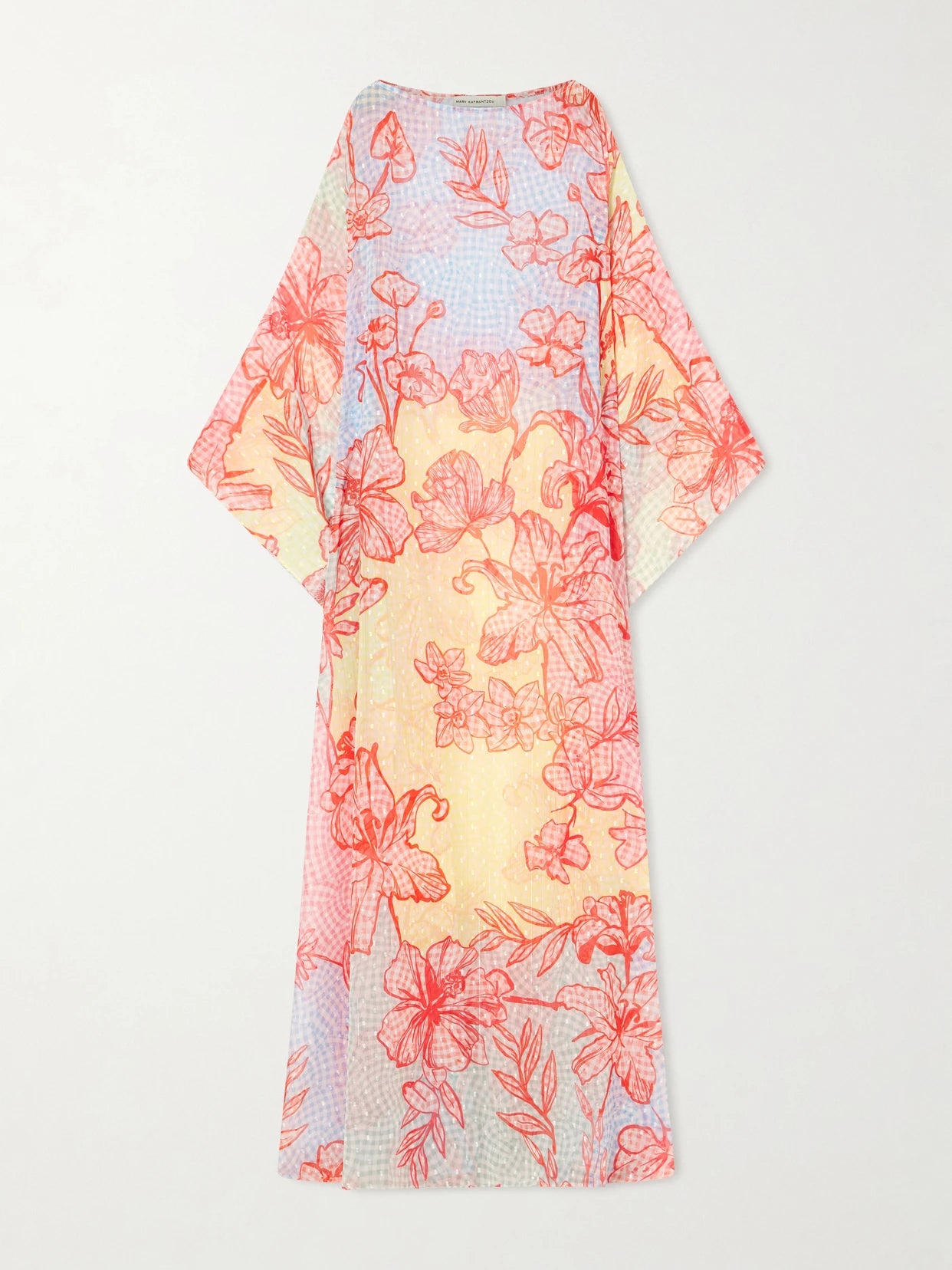 Printed Fil Coupé Organza Kaftan