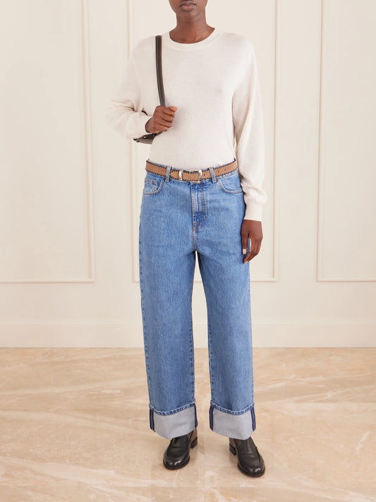 Image of Jeans. Product name - Rixt Low-rise Wide-leg Jeans in Blue colour by brand - RÓHE