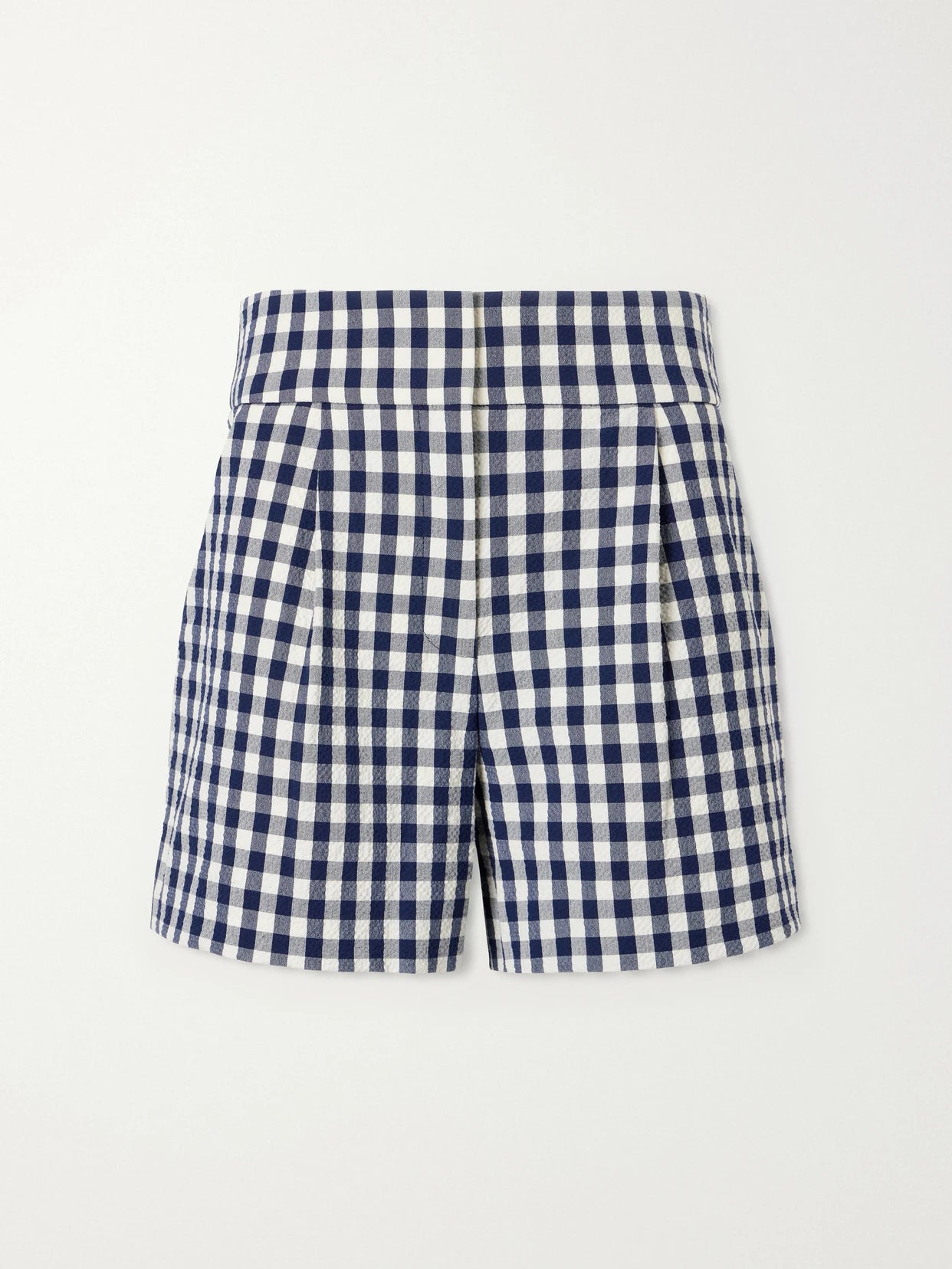 Haina Pleated Checked Stretch-cotton Cloqué Shorts