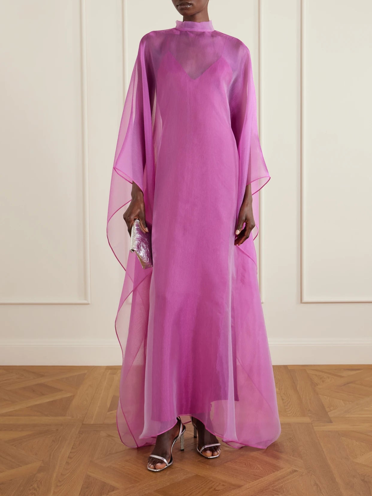 Image of Dresses. Product name - Sphinx Organza Turtleneck Gown in Pink colour by brand - Taller Marmo