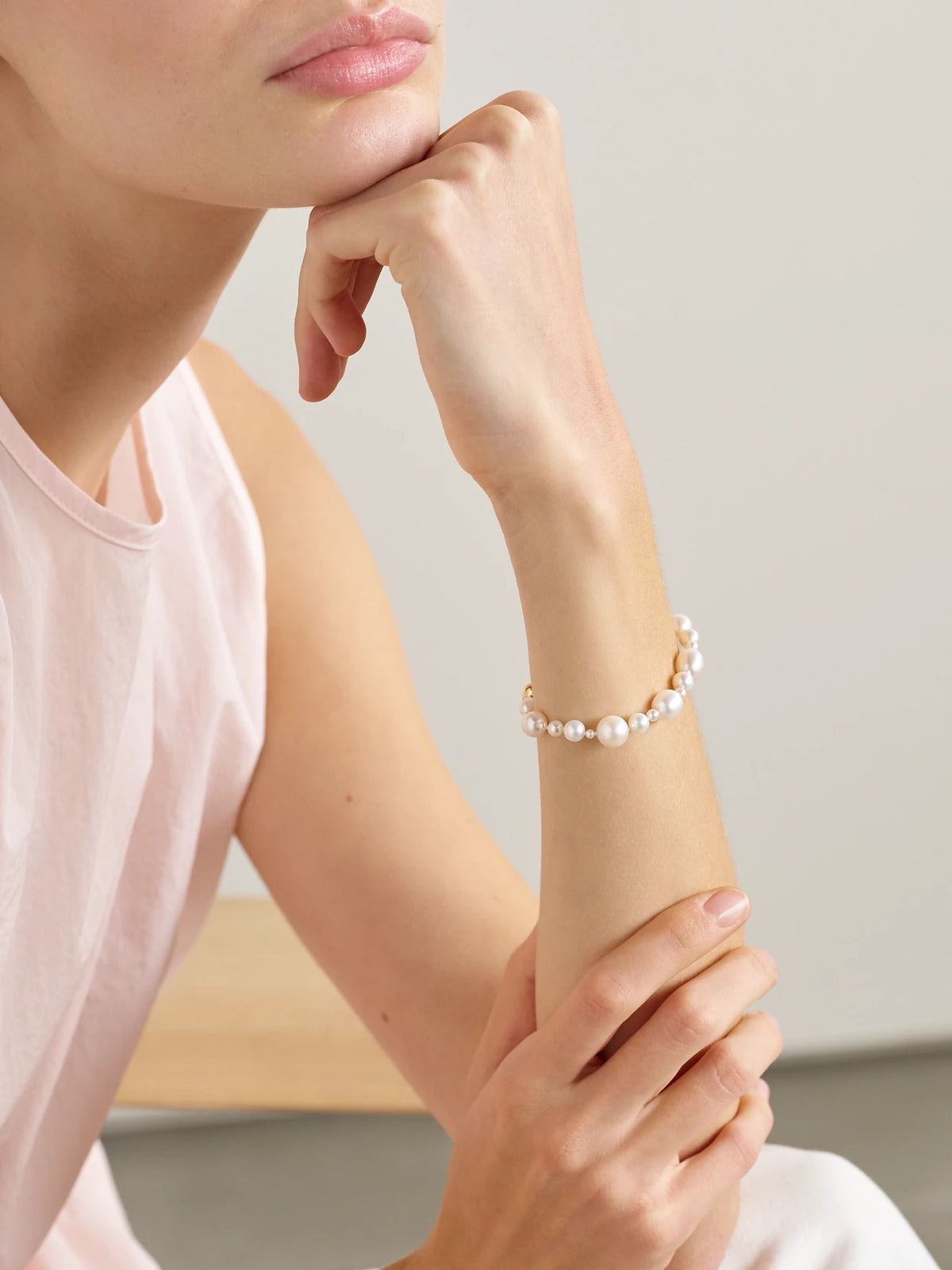 Image of Bracelets. Product name - Amis Peggy 14-karat Gold Pearl Bracelet in Multi colour by brand - Sophie Bille Brahe